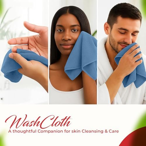 RIVERSIDE 60-Pack Cotton Washcloths – Soft & Absorbent Face Towels