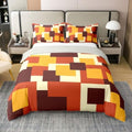 Feelyou Yellow Brown Geometric Duvet Cover 100% Cotton King Size