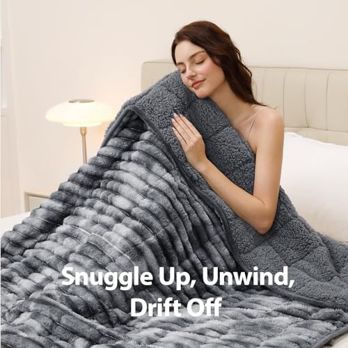 Ultra-Soft Weighted Blanket for Adults(15 lbs, 48” x 72” Full Size)