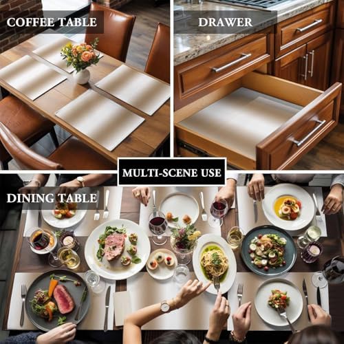Placemats Set of 8, Khaki White Ombre Cotton Linen Place Mats, Modern