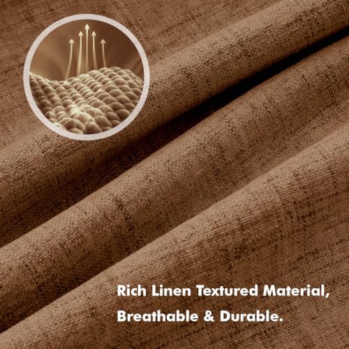 MIULEE 100% Blackout Linen Curtains for Bedroom 42 x 96 Inch Brown 2
