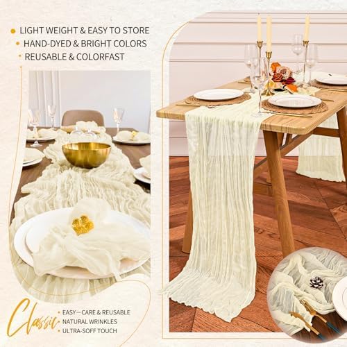 18 Pack Cheesecloth Table Runner 10FT Beige Table Runner Boho Gauze