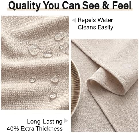 MIULEE Linen Textured Rectangle Tablecloth 52x70 Inch Natural Beige