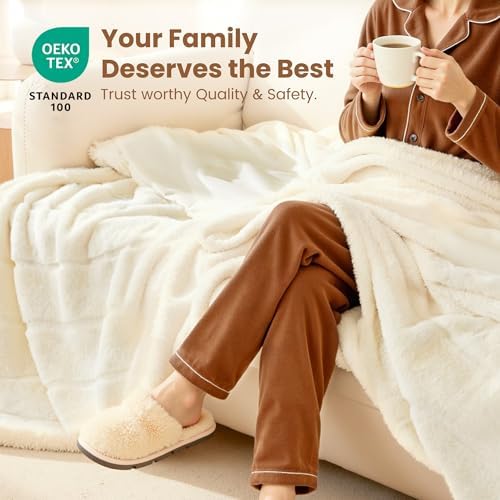 Sophia & William Dual-Sided Faux Rabbit Fur Throw Blanket, 60" x 80"
