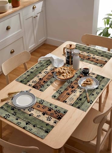 Placemats Set of 8, Sage Green Brown Beige Woven Placemat, Linen Place