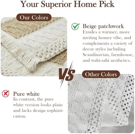 Garvee Boho Crochet Tassel Placemats Set of 12, Linen-Cotton Macrame
