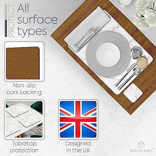 Set of 4 Heat Resistant Cork Placemats for Dining Table with Free Set