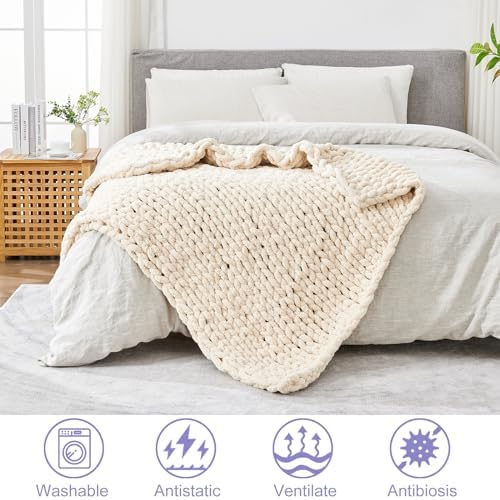 Chenille Throw Blanket, Knitted Blanket, Hand Knitted, Skin Friendly