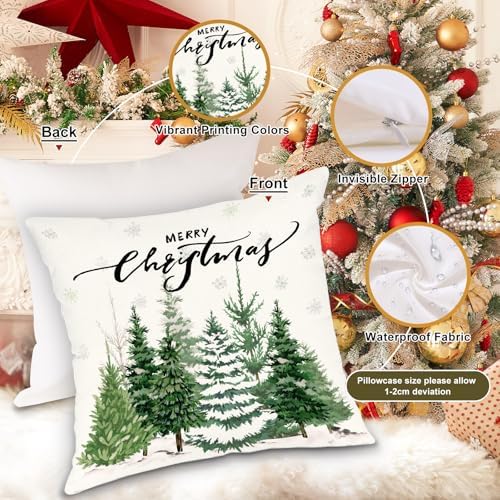 Lanpn Outdoor Christmas Throw Pillow Covers 20x20 Set of 4, Forest