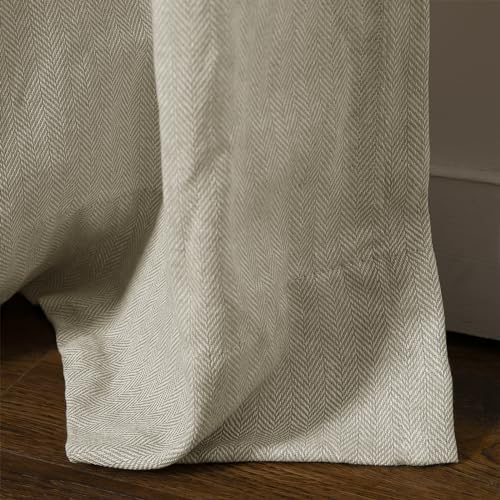 TWOPAGES Biscuit Linen Cotton Herringbone Grommet Curtain,52Wx108L,1