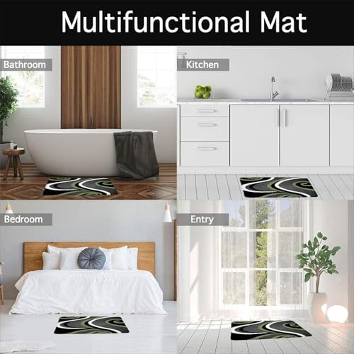 Geometric Large Long Bathroon Runner Rug,Sage Green Gray Black White