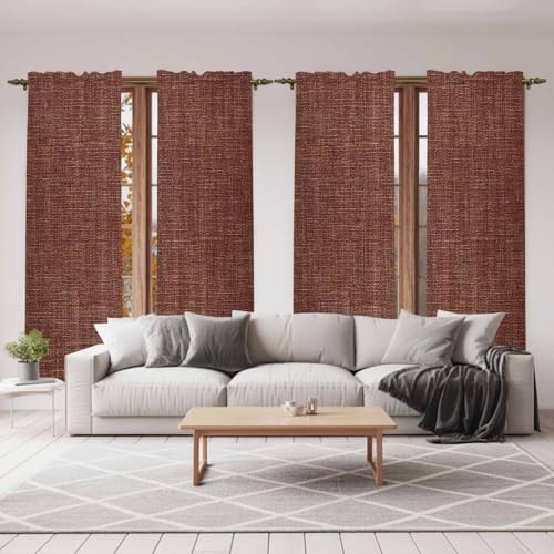Dark Brown Window Curtains 72 Inch Long 2 Panel Set, Rod Pocket Long