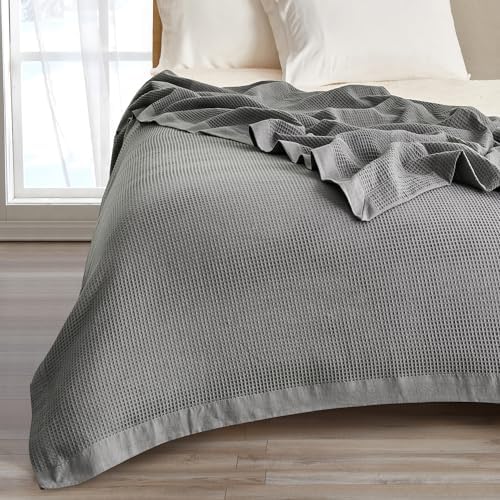 Great Bay Home 100% Cotton Blanket for King Size Bed | Lightweight and