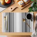 Abstract Grey Gradient Stripe Placemats Set of 4 Washable Table Mats