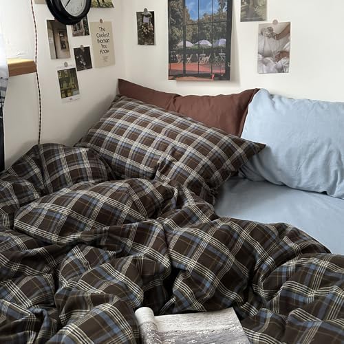 mixinni Vintage Buffalo Plaid Duvet Cover Set California King, 3 Piece