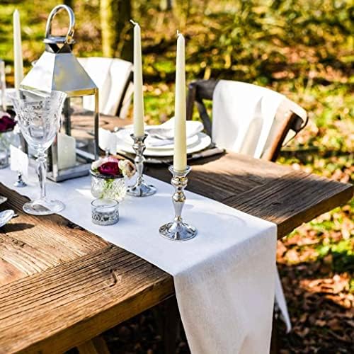 White Table Runners 2 Packs 13x108 Inch Burlap Linen Boho Table Runner