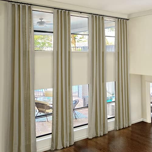 ChadMade 96 Inches Long Linen Curtains, 2 Panels 52Wx96L Taupe Grey