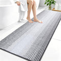 OLANLY Bathroom Runner Rugs 59x24, Soft Chenille Striped Bath Rugs