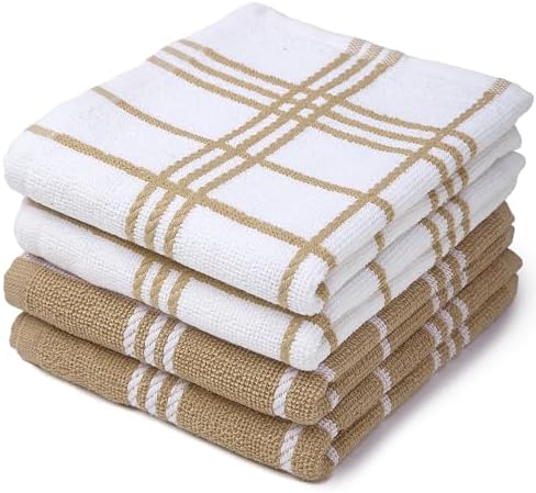 Encasa XO Cotton Kitchen Towels, Beige, (Set of 4)
