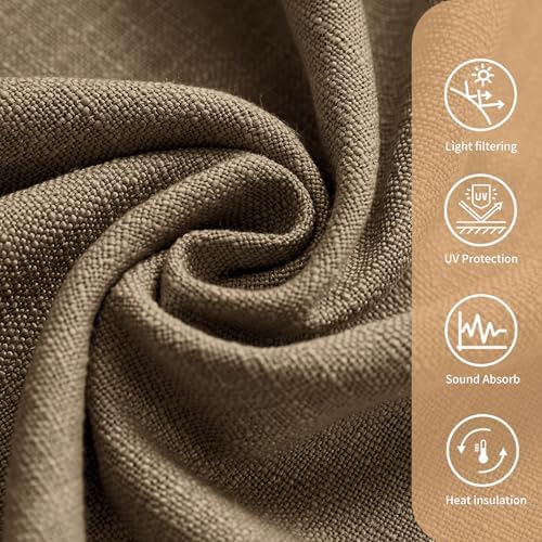 LUSTROWIN Natural Linen Curtains 108 Inches Long for Living Room