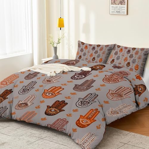 Grey Duvet Cover Queen 91" x 91" Size, Reversible Duvet Cover Set with