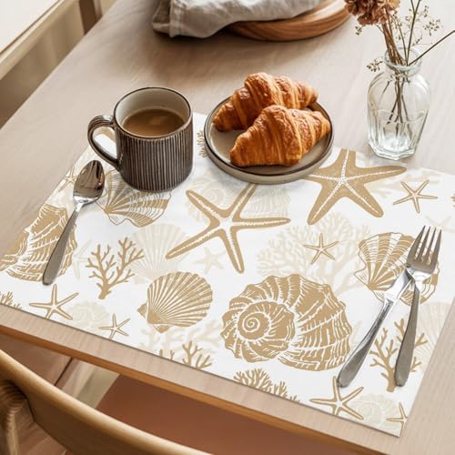 Placemats Set of 8, Khaki Coastal Summer Woven Placemat, Linen Place