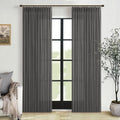 Dark Grey Light Filtering Pleated Linen Curtains 120 Inches Long 2