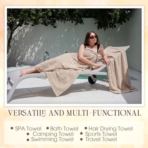 Peryiter 6 Pcs Oversized Bath Towels Set for Adult, Microfiber, Khaki