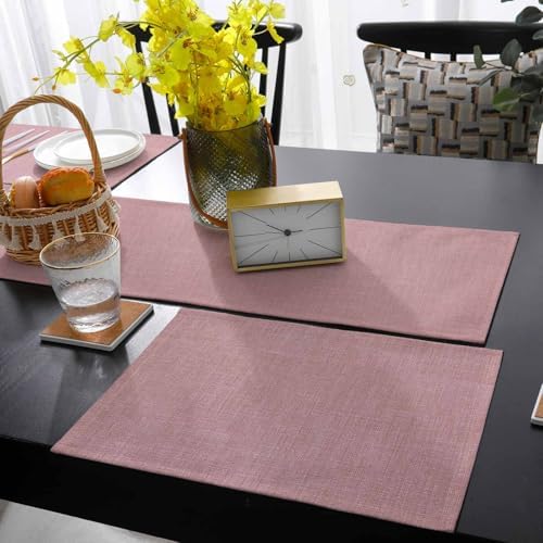 Vintage Nude Pink Table Runner and Placemats for Dining Tables,Burlap