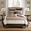 Madison Park Reversible Breathable Coverlet Beige Queen Quilt Set, 7pc