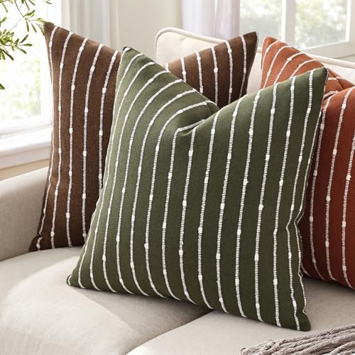 decorUhome Striped Decorative Throw Pillow Covers 22x22 Set of 2