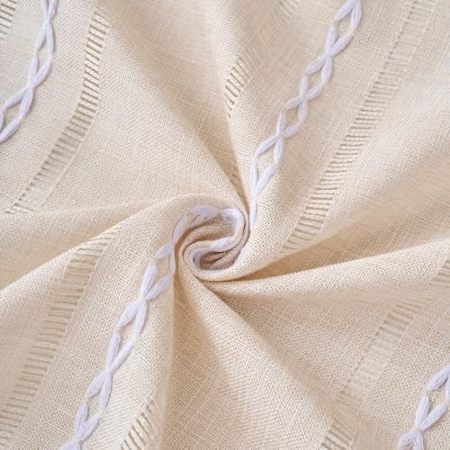 Beige Farmhouse Oval Tablecloth, 55×102 Inch Striped Linen Table Cloth