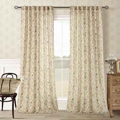 Extra Long Floral Curtains 120 Inches Long for Living Dining Room