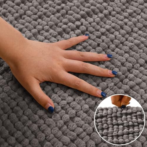 Set of 3 Bath Mats Low Pile Bathroom Rugs, 17"x24"+20"x32"+20"x24"U