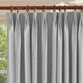 Textured Linen Pinch Pleats 100% Blackout Curtains for Bedroom/Living
