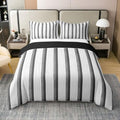 Feelyou White Grey Striped Duvet Cover 100% Cotton King Size