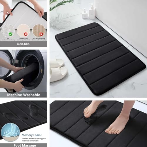 Memory Foam Bath Mat Set, 3 Pcs Memory Foam Bathroom Rugs, Bathroom