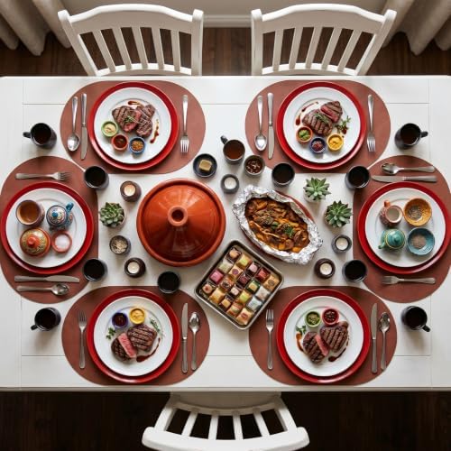 Dining Table Mats Set of 6, Faux Leather Placemats, Washable, Stain &