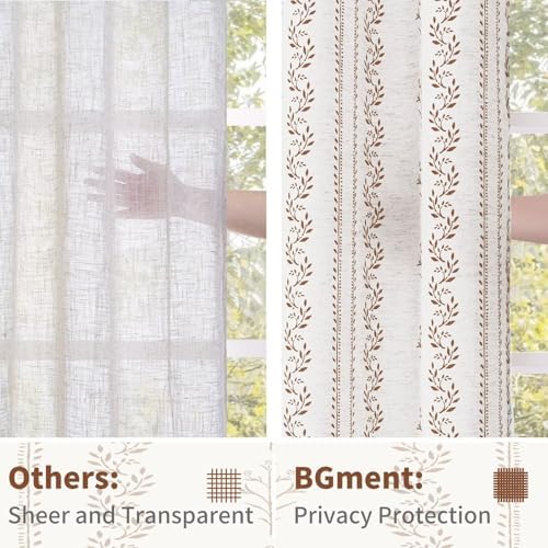BGment Brown Boho Curtains for Living Room 96 Inch Length - 2 Panels