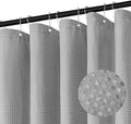 Gray Shower Curtain for Bathroom, Waterproof Boho Waffle Shower