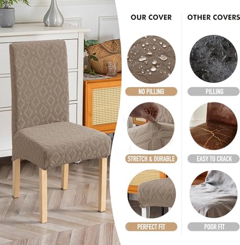 Genina Waterproof Dining Chair Covers Set of 4, Stretch Chair