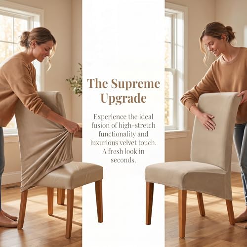 Stretch XL/Oversized Extra Large Velvet Dining Room Chair Covers for