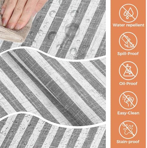 Farmhouse Gray Geometric Line Rectangle Tablecloth 60x120
