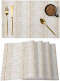 Placemats Set of 8, Brown Botanical Woven Placemat, Linen Place Mats