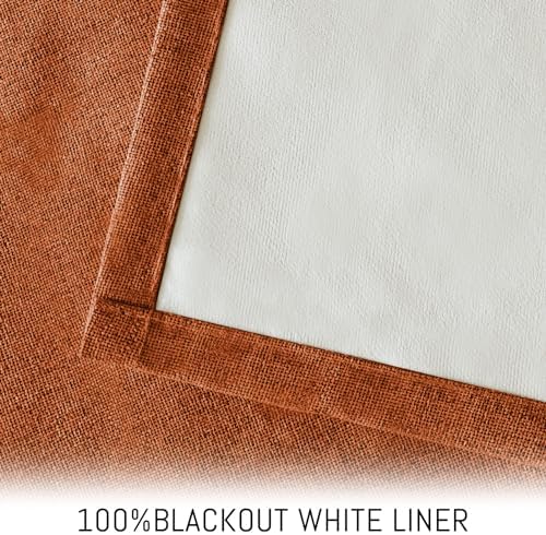 Yakamok Burnt Orange Linen Textured Curtains 96 Inches Long for Living
