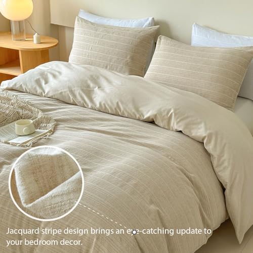 Simple&Opulence Linen Duvet Cover King Size, 3 PCS Natural Linen