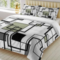 Sage Green Black Gray California King Duvet Cover Set, Abstract