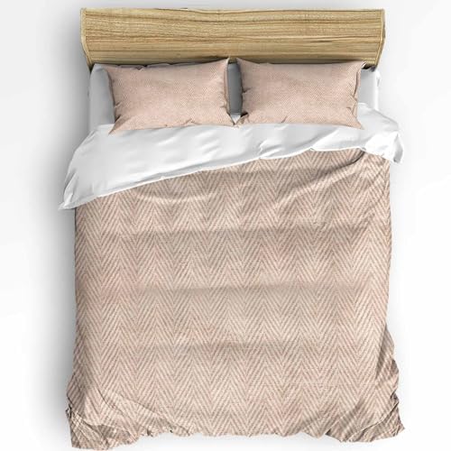 LooPoP Duvet Cover Set Queen Size Beige Linen Comforter Sets 3 Pieces