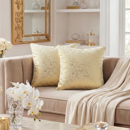 AVOIN colorlife Gold Foil Velvet Throw Pillow Covers 20 x 20 Inch
