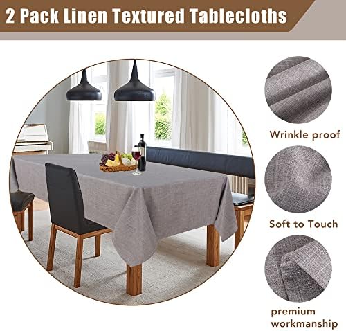 Fitable 2 Pack Stone Faux Linen Tablecloths Rectangle 60x120 Inch